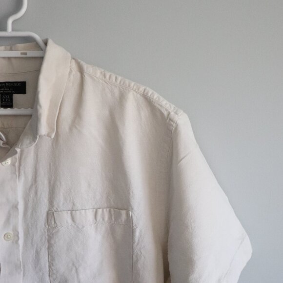 Banana Republic Mens White Sz XL Slim Fit Linen Collared Button Down T-Shirt Top - Picture 5 of 12